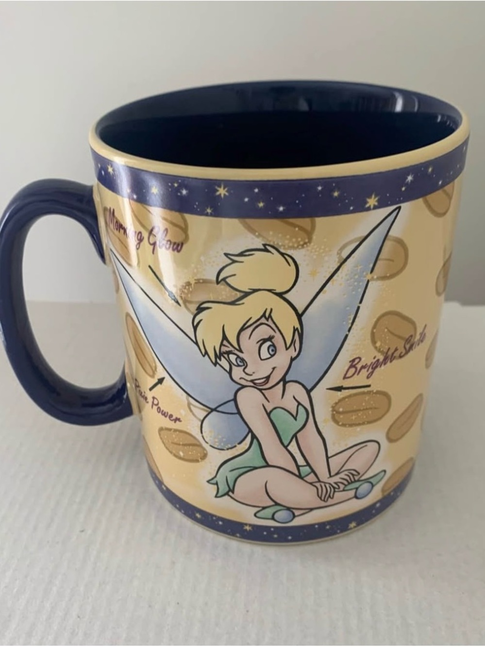 Disney Tinker Bell XL Navy Blue & Cream Ceramic Mug